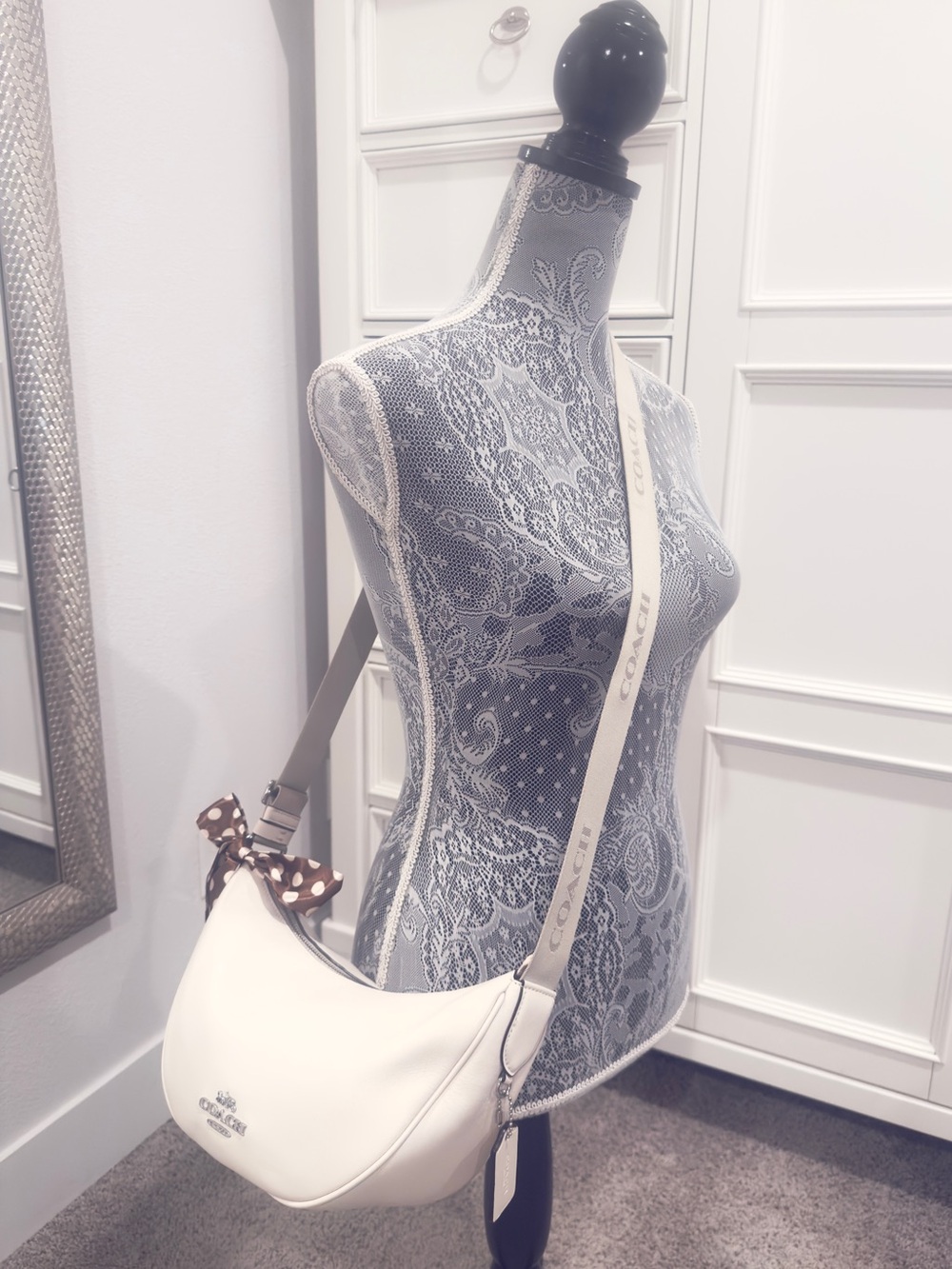 🤎 Coach Pace Chalk White Crescent Hobo Crossbody/ Shoulder Bag - Picture 12 of 16